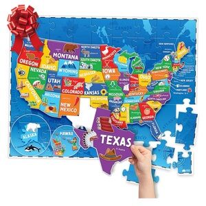 USA Puzzles for Kids Ages 4-6 Educational Toys 70pcs 50 States & Capitals Floor